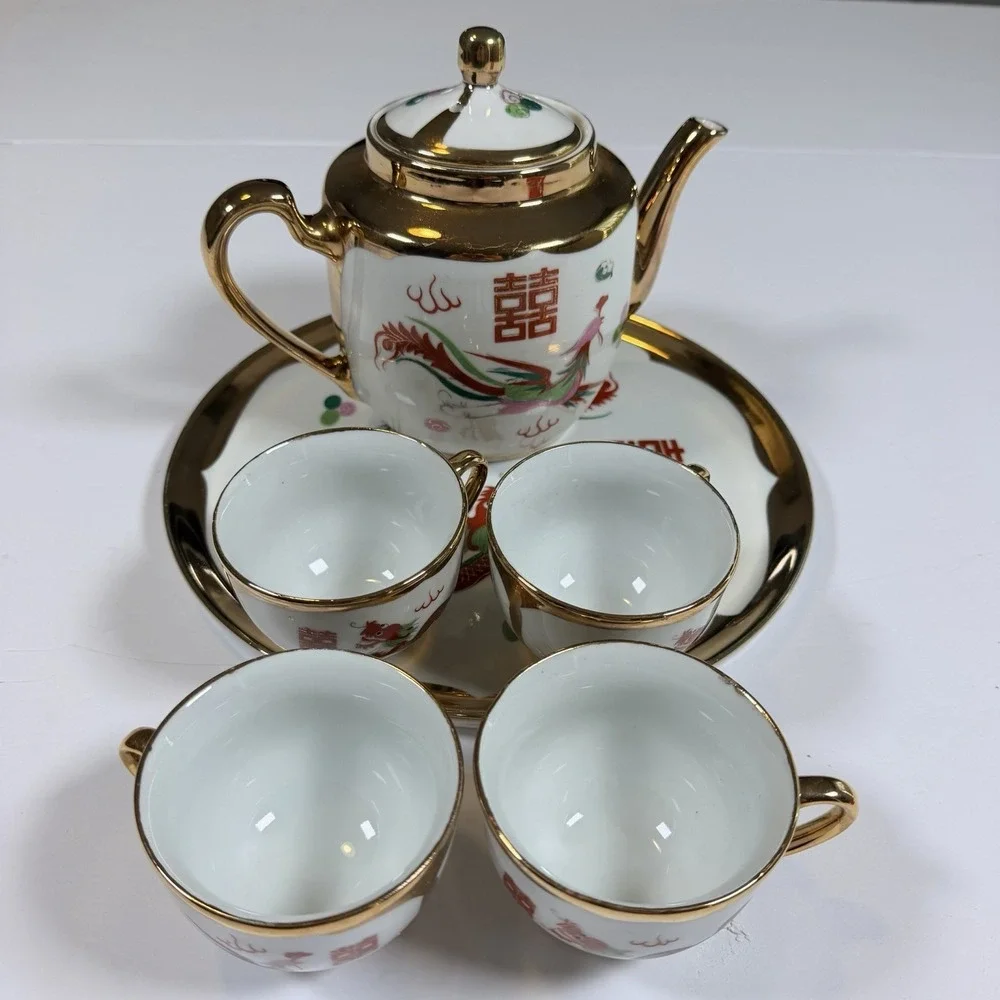 SS39 Old Circa Mid-Century Chinese a Set of 6 Porcelain Tea Sets Well Preserved